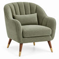 Sillón tapizado con acolchado acanalado, verde y marrón