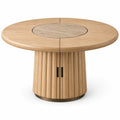 Mesa de comedor de contorno redondeado, marrón
