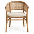 Silla con respaldo con detalles de entramado, beige y marrón