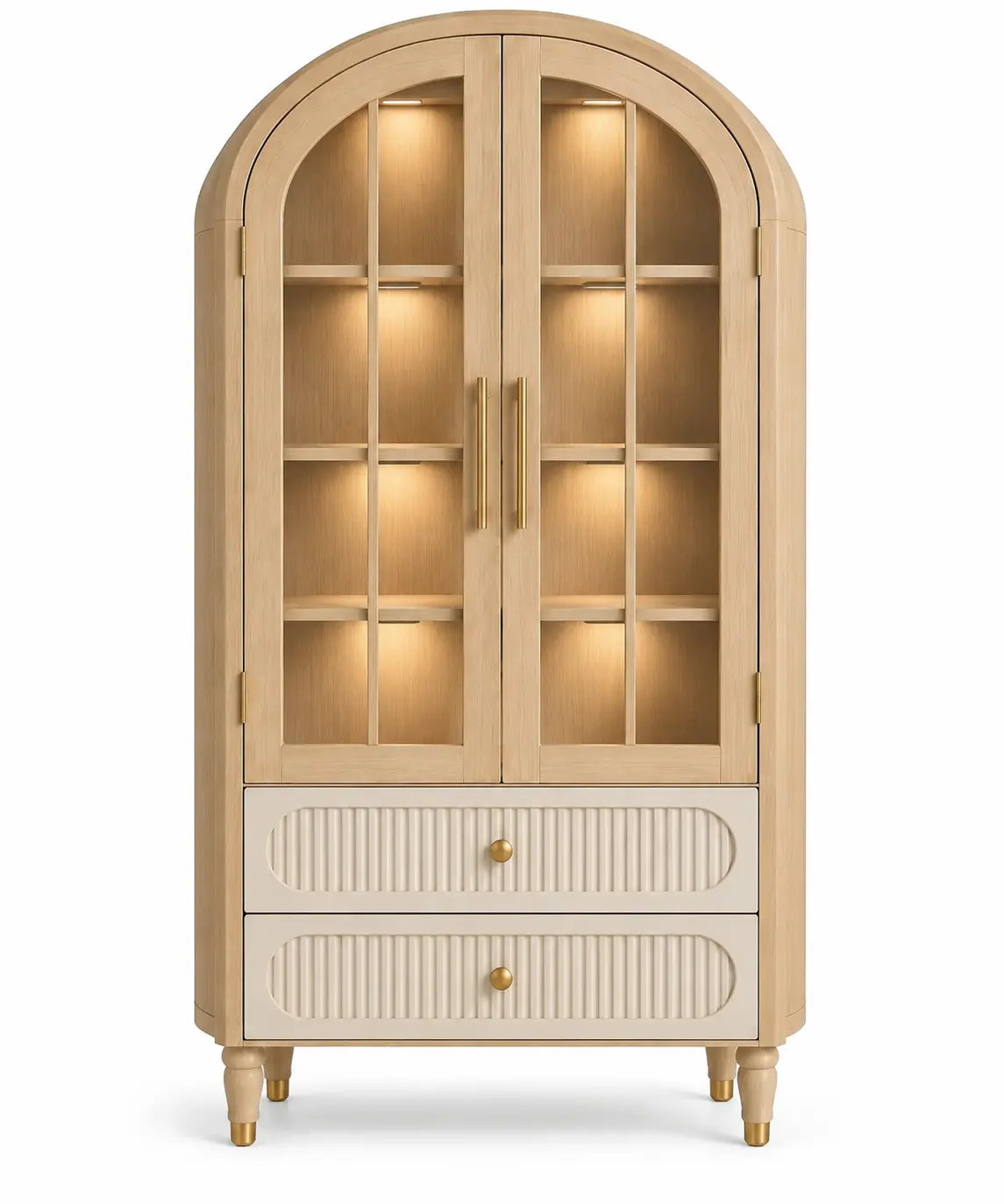 Vitrina de almacenamiento con formas arqueadas, blanco