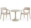 Conjunto de mesa y dos asientos de contorno redondeado, beige