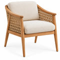 Sillón con estructura abierta con detalles de entramado, beige y marrón