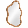 Espejo decorativo con marco de contorno redondeado, marrón y plateado